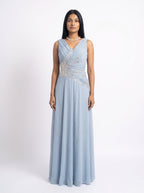 Celeste Crystal Drape Evening Gown