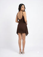 Draped Cowl Neck Mini Dress