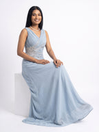 Celeste Crystal Drape Evening Gown