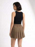 Bow Pleated Mini Skirt