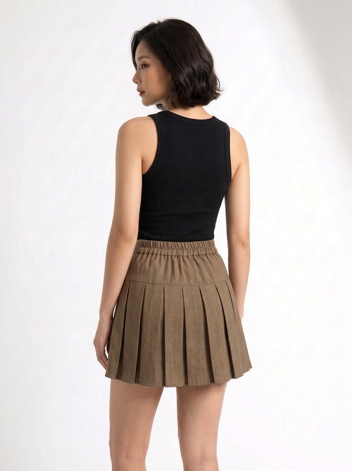 Bow Pleated Mini Skirt