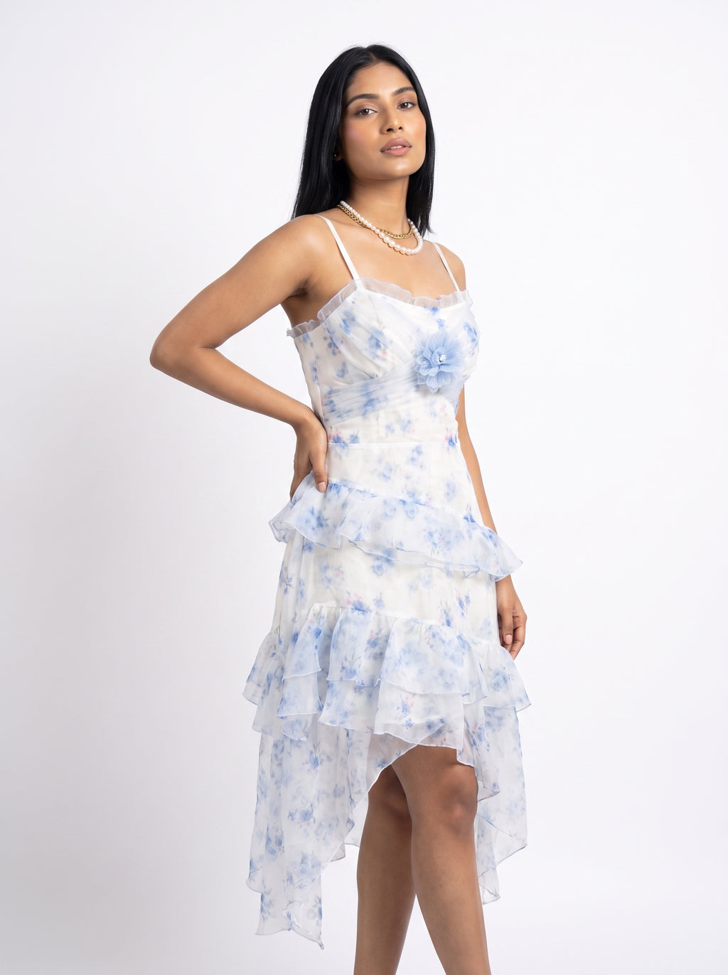 Celeste Bloom Ruffle Midi Dress