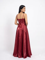 Lustre Corset Satin Maxi Gown