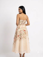 Blush Bloom Halter Corset Midi Dress