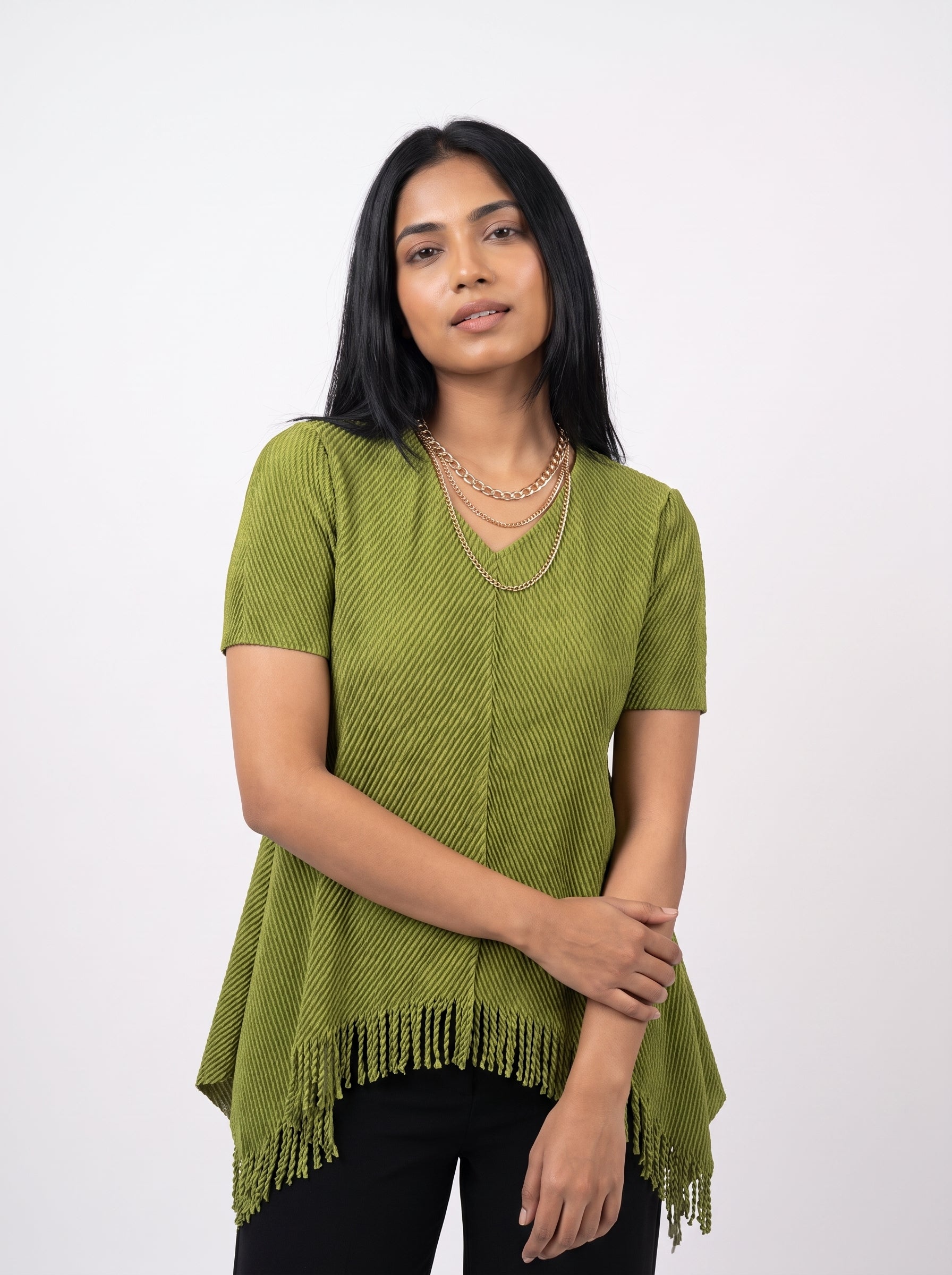 Textured Fringe Hem Top